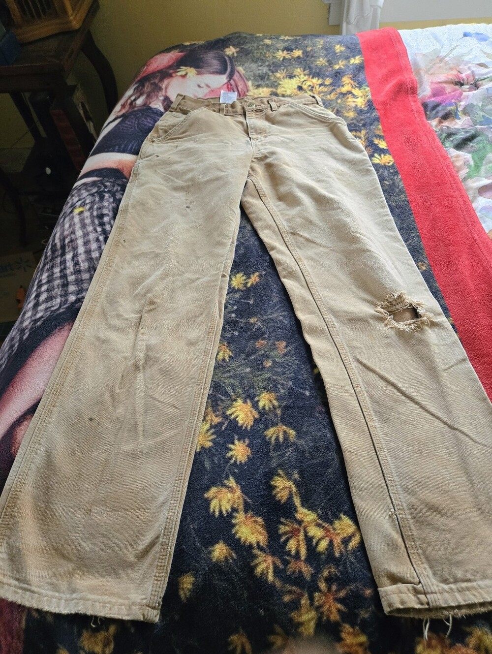 Carhartt Loose Original B11 BRN Faded Distressed Pant Jean 28x32
